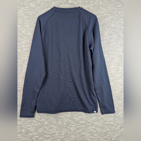 Rabbit Running Men's Large Blue Henley Thermal Long Sleeve Snap Front - Picture 2 of 9
